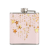 Bruid roze gouden sterren glinsteren glamour foto heupfles (Achterkant)