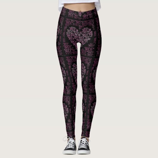 Bruid Roze Harten Handgemaakte Yoga Broek Leggings (Voorkant)