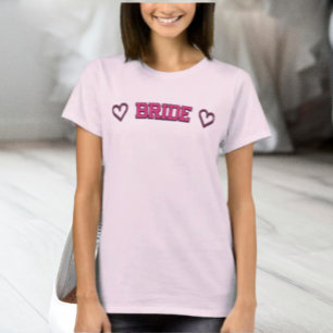 ♡ BRUID ♡ – Roze Lettertype Trouw & Meisjesuitje S T-shirt
