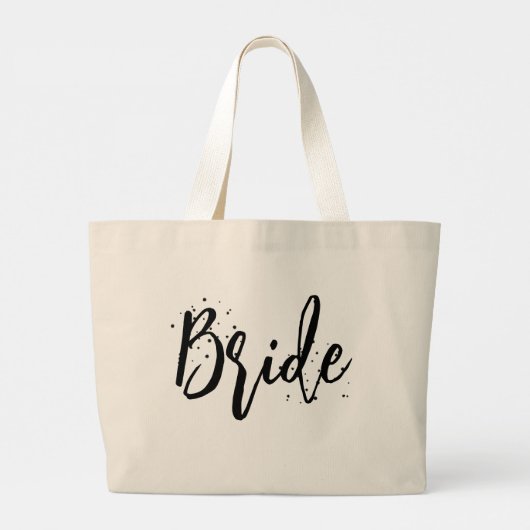 Bruid Roze Leuke Pret Calligrafie Script Eenvoudig Grote Tote Bag (Achterkant)