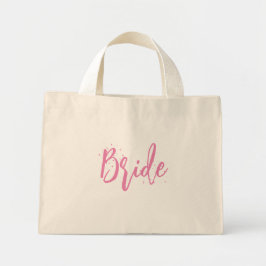 Bruid Roze Lief Stijlvolle Kalligrafie Lettertype Mini Tote Bag