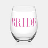 Bruid Roze Modern gepersonaliseerd Wijnglas Zonder Voet (Voorkant)