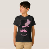 Bruid Roze snor, hoge hoed, veren en bloem T-shirt (Voorkant volledig)
