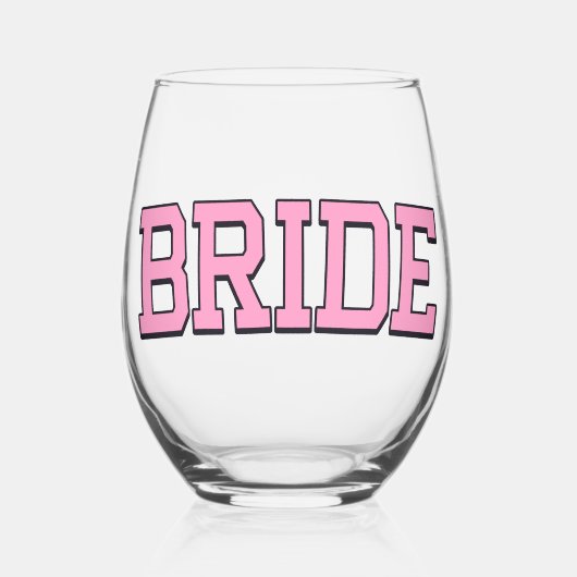 BRUID – Roze Studentenlettertype Hen Party Glas (Voorkant)
