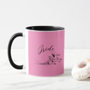 Bruid Roze Wilde Bloem Doodles Mok