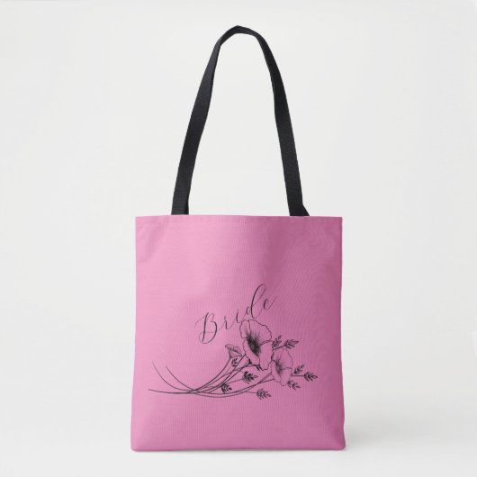 Bruid Roze Wildflower Doodle Tote Bag (Voorkant)