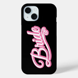 Bruid roze/wit op zwart iPhone 15 case