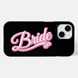 Bruid roze/wit op zwart iPhone 15 case