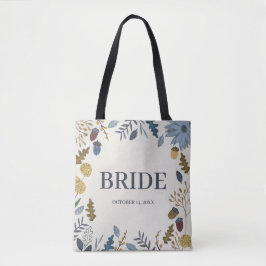 Bruid rusticaal herfstbladeren vallen trouwdag tote bag