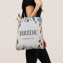 Bruid rusticaal herfstbladeren vallen trouwdag tote bag