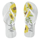 Bruid Rustiek Hout Zonnebloem Bloemen Teenslippers (Voetbed)