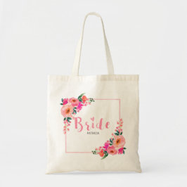 Bruid Rustiek Roze Bloemen Waterverf Vrijgezellenf Tote Bag