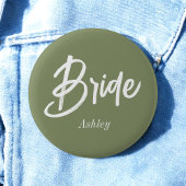 Bruid Sage Groene Trouwscript Ronde Button 5,7 Cm