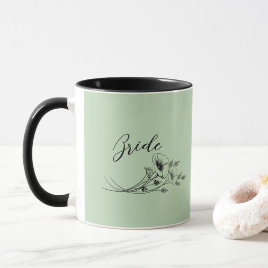 Bruid Sage Wild Flower Doodles Mok (Met donut)