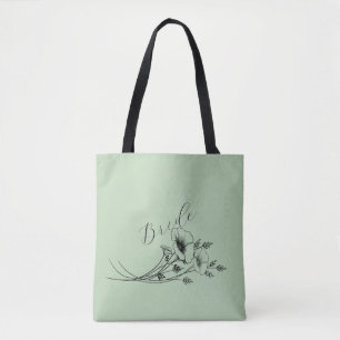 Bruid Sage Wildflower Doodle Tote Bag