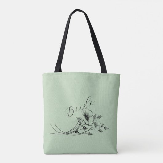 Bruid Sage Wildflower Doodle Tote Bag (Achterkant)