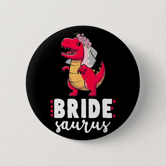 Bruid Saurus Dinosaurus Verloving Trouwkoppels M Ronde Button 5,7 Cm (Voorkant)