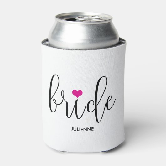 Bruid Schattig Heet Roze Hart Bruiloft Blikjeskoeler (Blikje Voorkant)