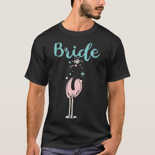 Bruid - Schattige Flamingo Bachelorette Bruidsfees T-shirt (Voorkant)