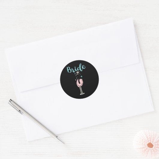 Bruid - Schattige Flamingo Bachelorette Bruidsmeis Ronde Sticker (Envelop)