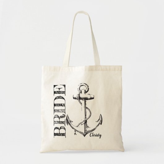 Bruid Schets Anker met Monogram | CANVAS TAS (Voorkant)
