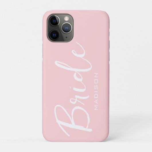 Bruid Script Blush Roze Bruiloft Gepersonaliseerd Case-Mate iPhone Case (Achterkant)