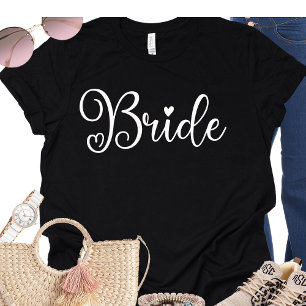 Bruid Script Hart Zwart Bachelorette T-shirt