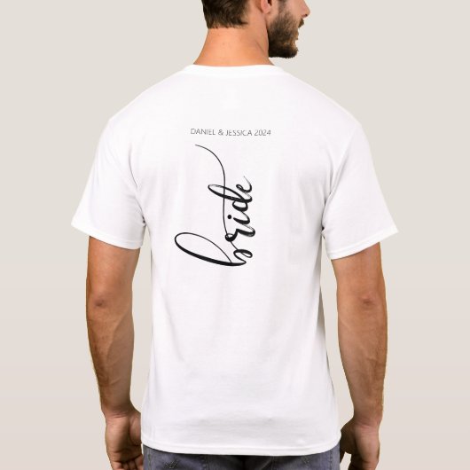 Bruid Script Moderne minimalistische namen T-shirt (Achterkant)