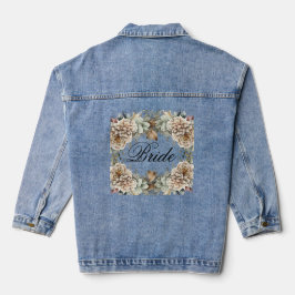 Bruid Script Moderne Waterverf Bloemige Trouwdag Denim Jacket
