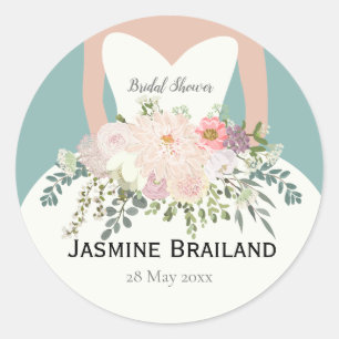 Bruid silhouet bruiloft feest ronde sticker