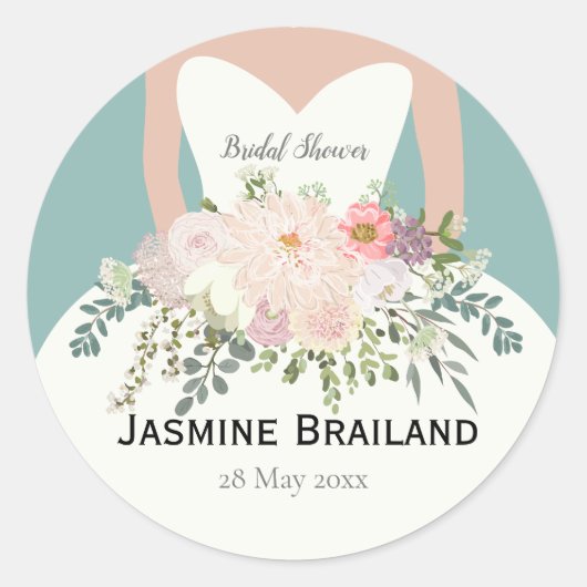 Bruid silhouet bruiloft feest ronde sticker (Voorkant)
