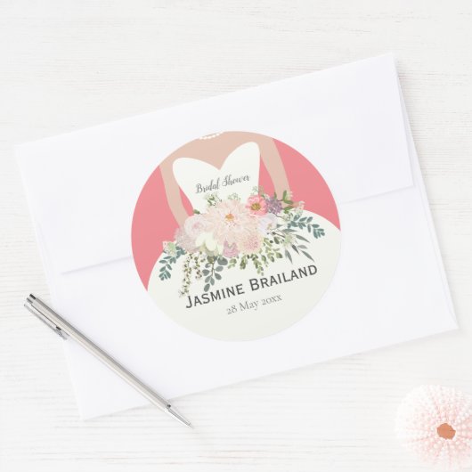 Bruid silhouet bruiloft ronde sticker (Envelop)