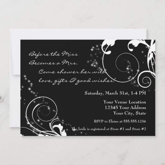 bruid silhouet trouwjurk sluier bruids uitnodiging (Achterkant)