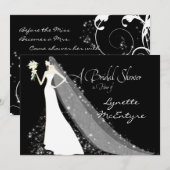 bruid silhouet trouwjurk sluier bruids uitnodiging (Voorkant / Achterkant)