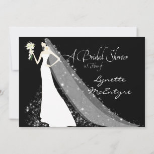 bruid silhouet trouwjurk sluier bruids uitnodiging