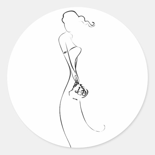 Bruid Silhouette Clipart Bruiloft Stickers (Voorkant)