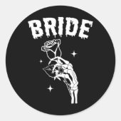 Bruid Skeleton Hand Wedding Halloween Paren Match Ronde Sticker (Voorkant)