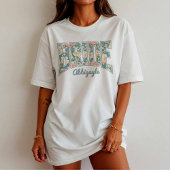 Bruid Skyline Blue Retro Bloemendruk T-shirt