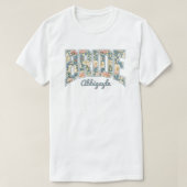 Bruid Skyline Blue Retro Bloemendruk T-shirt (Design voorkant)