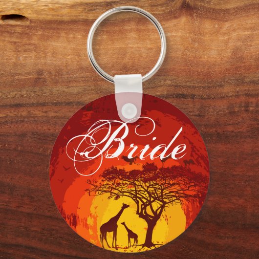Bruid Sleutelhanger African Safari Giraffe Sunse (Voorkant)