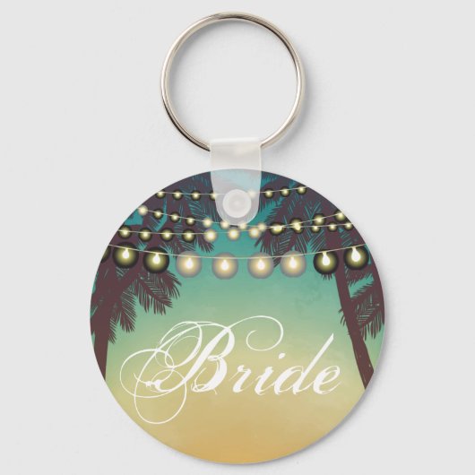 Bruid Sleutelhanger Beach Sunset Palm Trees String (Voorkant)