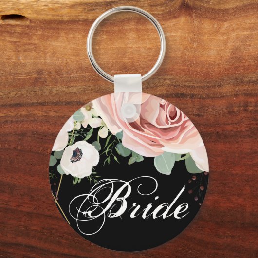 Bruid Sleutelhanger Geometric Garden Roos Zwart (Voorkant)