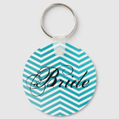 Bruid Sleutelhanger Geometrisch Roos Chevron Blauw (Voorkant)