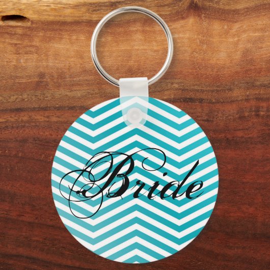 Bruid Sleutelhanger Geometrisch Roos Chevron Blauw (Voorkant)