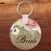 Bruid Sleutelhanger Geometrische Tuin Roos Gouden (Voorkant)