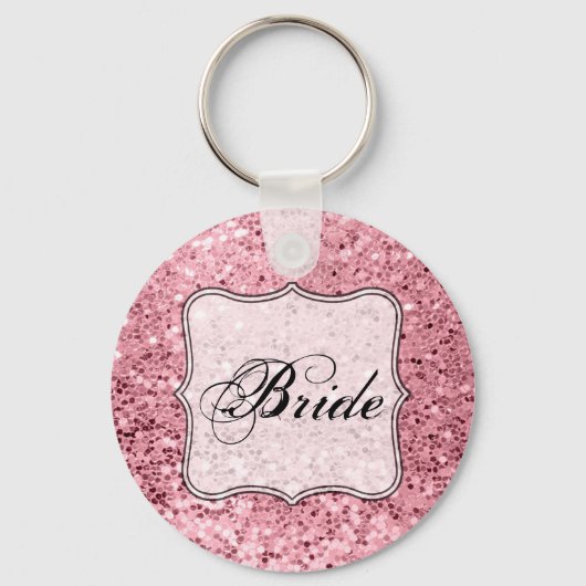 Bruid Sleutelhanger Roos Gouden Glitter (Voorkant)