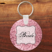 Bruid Sleutelhanger Roos Gouden Glitter (Voorkant)