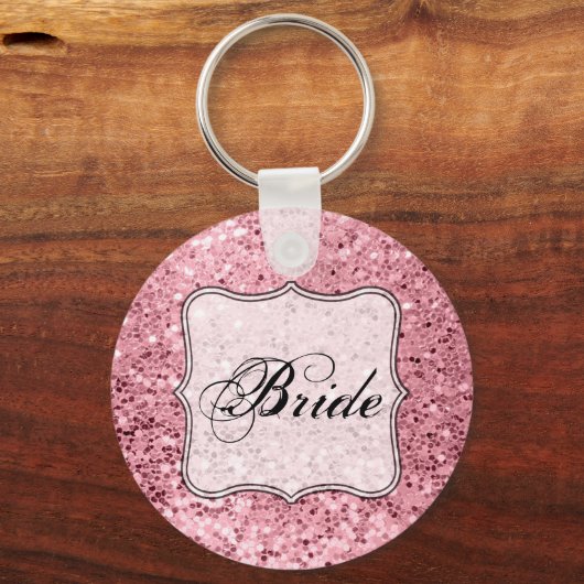 Bruid Sleutelhanger Roos Gouden Glitter (Voorkant)