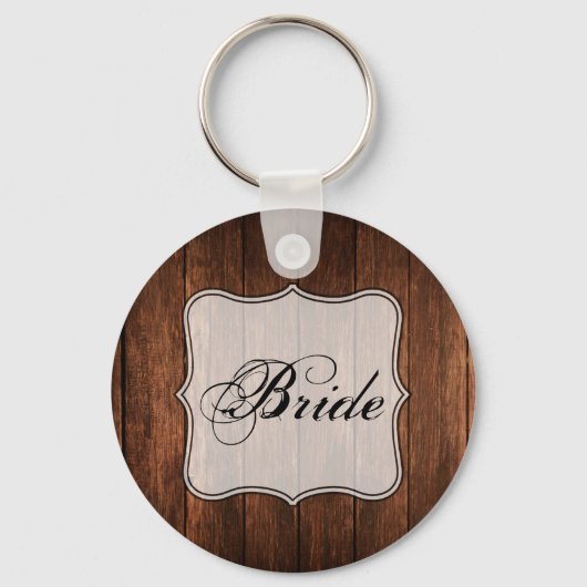 bruid Sleutelhanger schuur hout land rustiek (Voorkant)