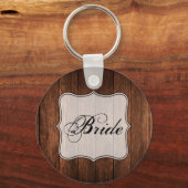 bruid Sleutelhanger schuur hout land rustiek (Voorkant)